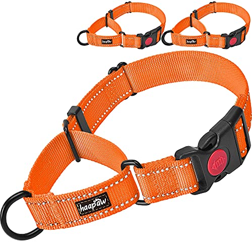 haapaw 2 Packs Martingale Dog Collar with Quick Release Buckle Reflective Dog Training Collars for Small Medium Large Dogs (Collar+Collar, L Neck 17"-21", Orange, 1+1 Packs)