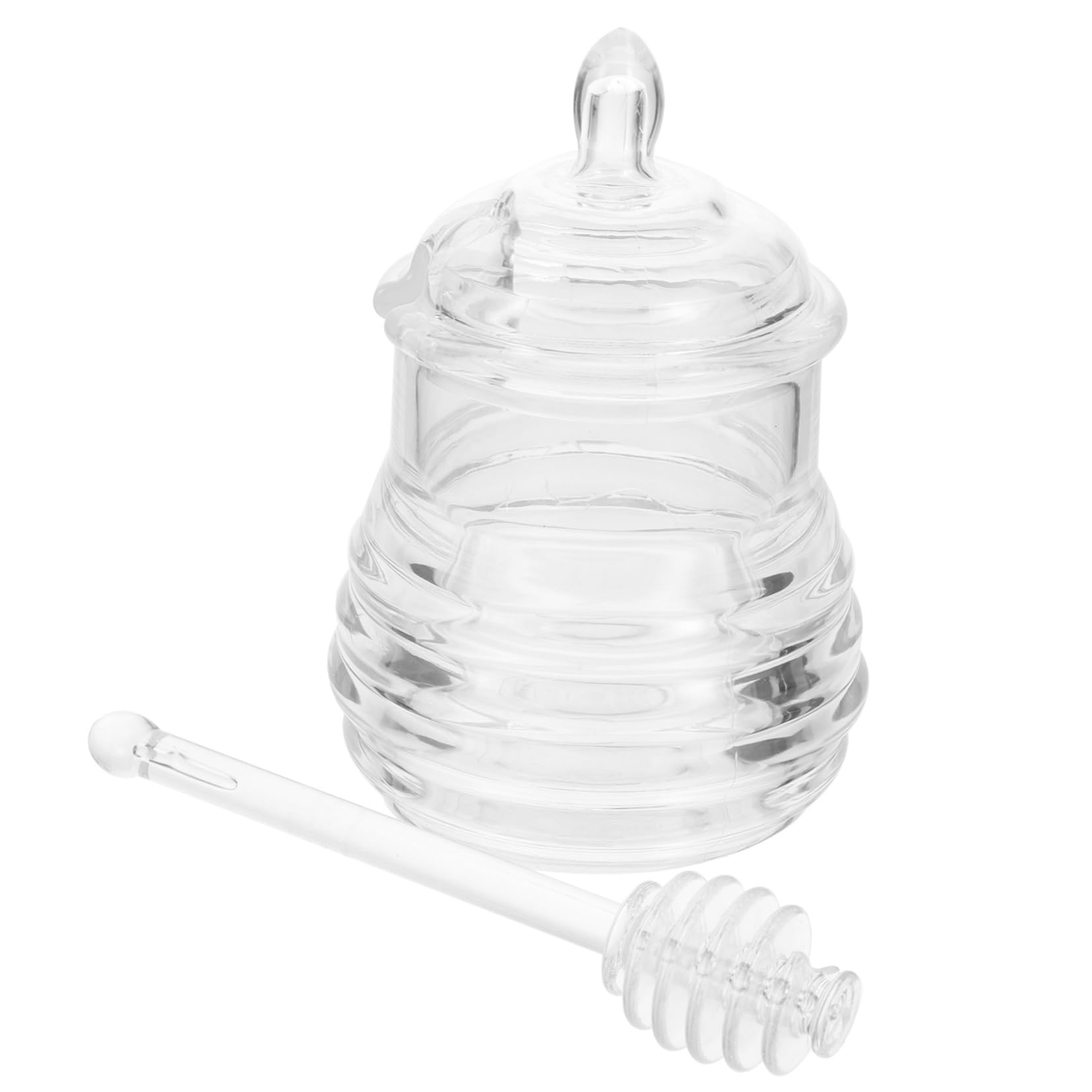 Ciieeo Honey Dispense Pot 245ml Honey Jar Dipper Plastic Honey Storage Lidded Honey Container