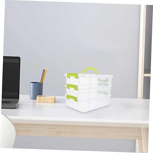 Miniatura 2 de STOBAZA Contenedores Cuentas Práctica Tapa Belleza -capa Libro Suministros Artesanía Organización de Joyería Transparente y Rompecabezas con Mango