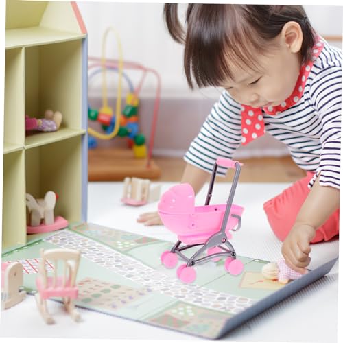 GALPADA Doll Stroller Für Junge Mädchen Mini Puppenwagen Spielzeug Für Jahre Alte Mädchen Leichter Und Kompakter Buggy Für Puppenhaus Fördert Hand-Auge-koordination Und Wahrnehmung – Bild 8