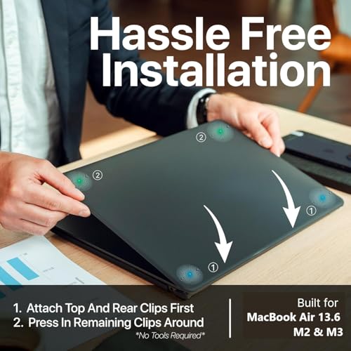 Image of Sounce Case for MacBook Air M2 A2681 13.6 inch M3 A3113 2024 2023 2022 Release Plastic Hard Shell for Apple MacBook Air m2 Cover Waterproof Protector Hard Case and Back Cover Matte Surface - Black