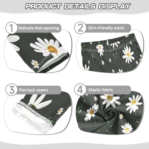 Bolaz Toddler Girls Leggings Printed Yoga Pants Leggings Cute White Daisies for Kids3