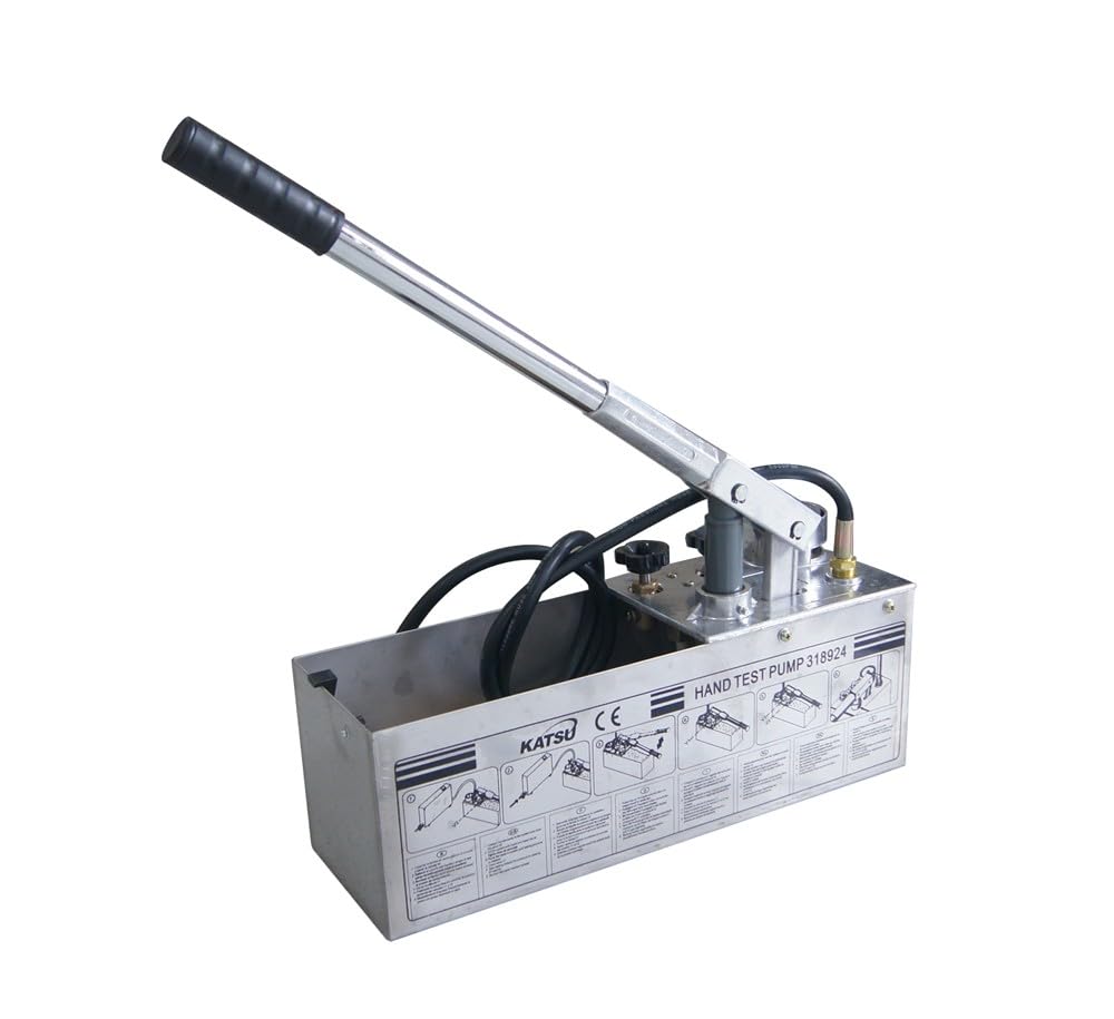KATSU Tools Bomba de prueba de presión de tubería, 12 L 0-50 bar, probador de fugas hidráulico manual manual, tanque de acero inoxidable, para inspección de instalación de sistemas de tuberías de agua