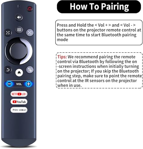 Image of RETROSUN Replacement Remote Control Compatible with AURZEN Boom 3 Projector ＆ goodee Boom NexiGo HAPPRUN 11 iSinbox Projector（Supports Bluetooth and Infrared Pairing）