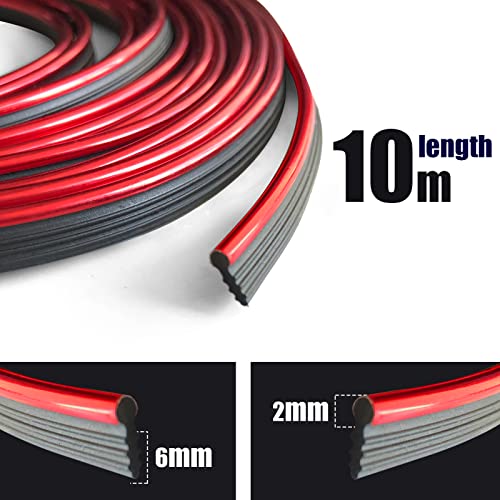 Car Interior Trim Strips, 33Ft Car Decoration Door Dashboard, Universal Electroplating Design Cinterior Trim Accessories With Installing Tool (Red) #TOP1
