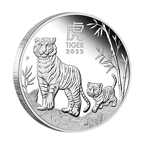 xiaomin Monedas conmemorativas del Tigre 2022, Moneda de Recuerdo Coleccionable de Australia Isabel II, chapada en Oro y Plata para Regalo de año Nuevo, colección