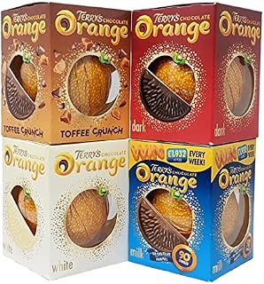 Christmas Terry's Orange Chocolate Multipack - Pack of 4 - Milk, Dark, White & Toffee Chocolate Bulk for Secret Santa Gifts for Her, Stocking Fillers with Topline Card.