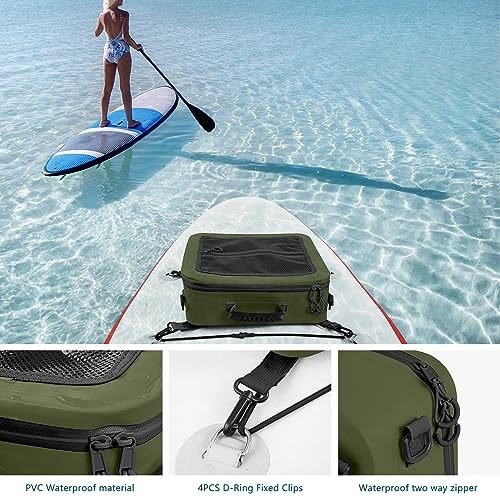 Image of Waterproof PVC Paddleboard Cooler Deck Bag - 12 Can Soft Insulated Cooler for Paddleboarding, Camping, Kayaking
