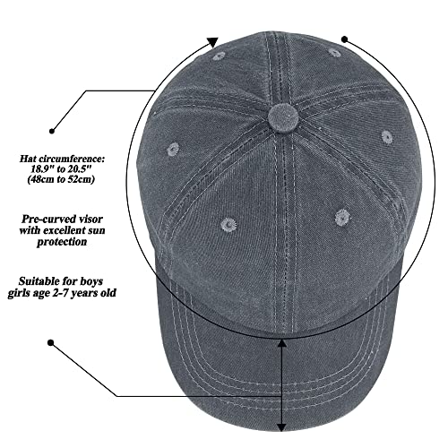 Kids Baby Girls Hat Washed Baseball Cap Cotton Solid Sun Hats For Children Grey And Pink #TOP2