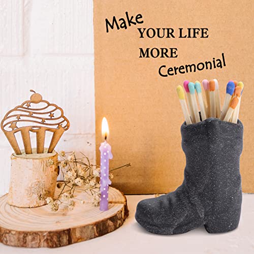Cowboy Boot Match Holder With Striker, Handmade Ceramic Match Box For All Matches, Match Jar For Bathroom, Kitchen, Cute Matchstick Holder For Home Decor (Matches Not Included) #TOP1