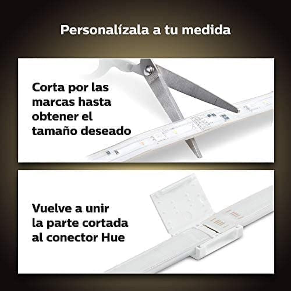Philips Hue - Tira Led inteligente 2m, luces inteligentes con Bluetooth, Luz Blanca y luces de colores, Compatible con Alexa y Google Home (incl. alimentador) [Clase de eficiencia energética G]