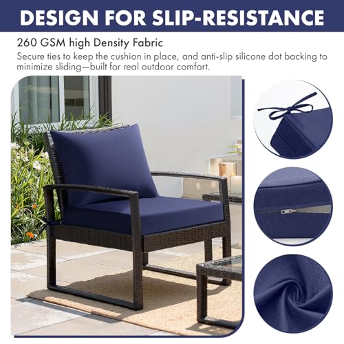 MIULEE Navy Outdoor Chair Cushion 24x24 Inch for Patio Furniture — view 3
