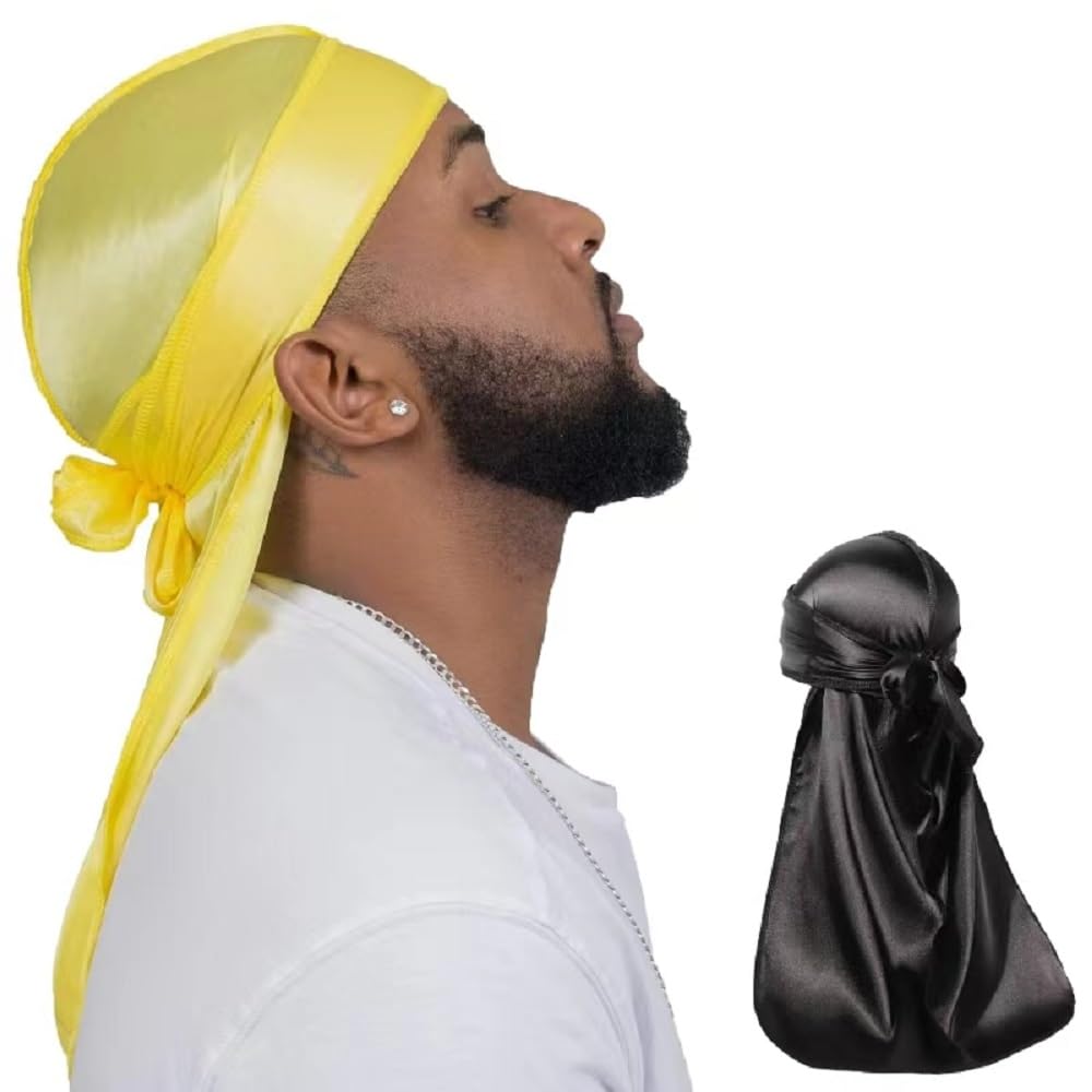 ForceWave2 Pieces Silky Durag Pack for Men Women Waves, Premium Satin Deluxe Du-rag