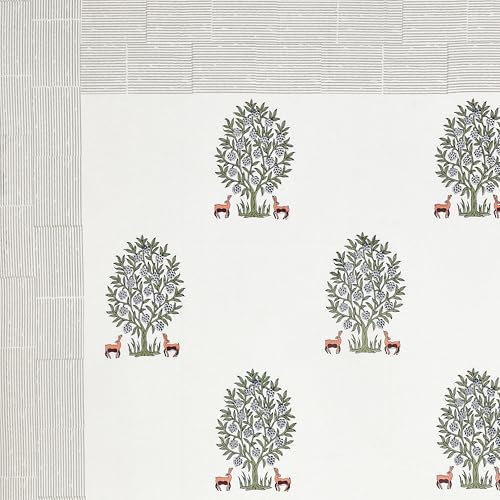 Image of DE CAMA Since 1997 | 100% Cotton 300 TC Premium Super King Size Bedsheet for Double Bed (108 x 108 Inch) with 2 Pillow Covers Set (17 x 27 Inch) Hand Block Printed Bedsheet Set - Green /White