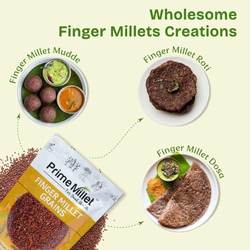 Image of Prime Millets Finger Millet Combo Pack (2 x 750g) | Organic Whole Ragi Grains & Ragi Idli Rava | High Fiber | Gluten-Free | Supports Digestion | Premium Quality