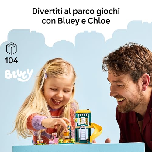 Bluey: Parco Giochi con Bluey e Chloe - Gioco per Bambine e Bambini da 4 Anni con 2 Minifigure, Saliscendi, Scivolo, Struttura per Arrampicata e 3 Piante - Regalo per i Fan della Serie TV - 11201 - Lego - Immagine 1