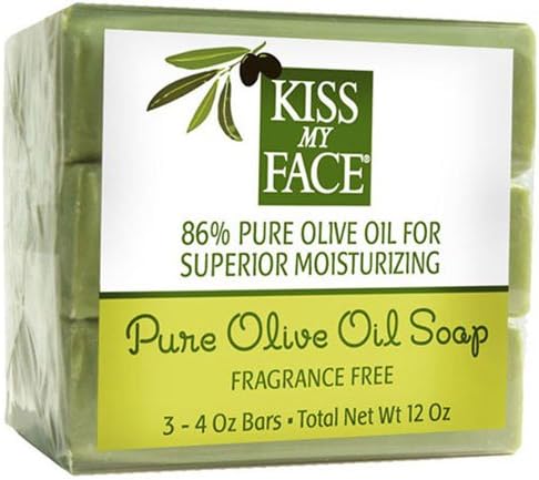 Pure Olive Oil Bar Soap, Fragrance Free, 12 Oz by Kiss My Face (Pack of 3)