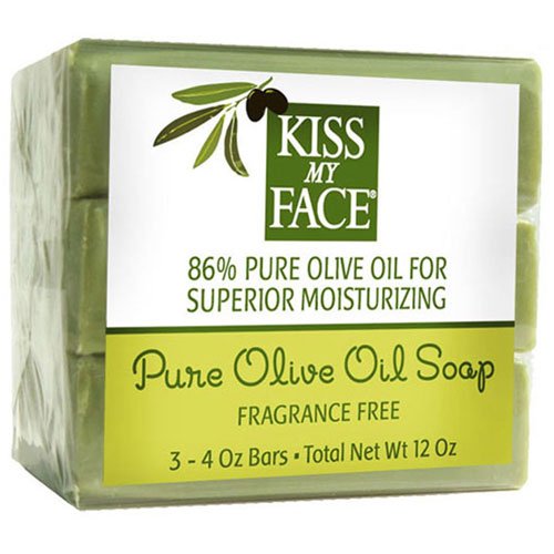 Pure Olive Oil Bar Soap, Fragrance Free, 12 Oz by Kiss My Face (Pack of 3)
