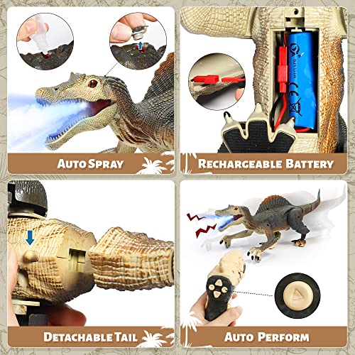 Fruse Remote Control Dinosaur Toys,Electric Rc Spinosaurus W/Light Tracing & Spray Mist,Dinosaur Robot Toys Powered By Rechargeable Battery,Jurassic Dinosaur Toys For Boys Girls Kids Age 3 4 5 6 7 8 #TOP4
