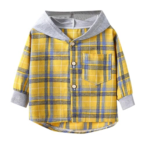 Youth Solid Classic Hoodies Toddler Boys Girls Long Sleeve Hooded Plaid Clothes Kids Button Down Sweatshirt for