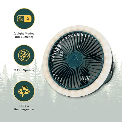 Coghlan's Portable Camping Fan with LED Light – Battery-Powered, Compact Design, Quiet Operation, USB Rechargeable for T - Additional View
