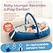 Portable Baby Lounger for Newborn w/Removable Arch & 3 Toys - Infant Lounger w/ 38% More Protection - Comfort, Breathable and Soft Floor Dock a Tot for Home and Travel | 0-24 (Blue)