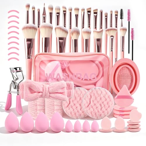 Pinceaux de maquillage professionnels doux : lot de 65 pièces de luxe avec sac