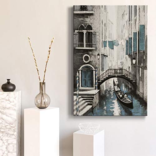 Renditions Gallery Canvas Architectural Artwork For Office Gandola Ride In Venice Water Streets Abstract Hanging Paintings For Bedroom Living Room Office Wall Decor - 18"X27" Lt15 #TOP3