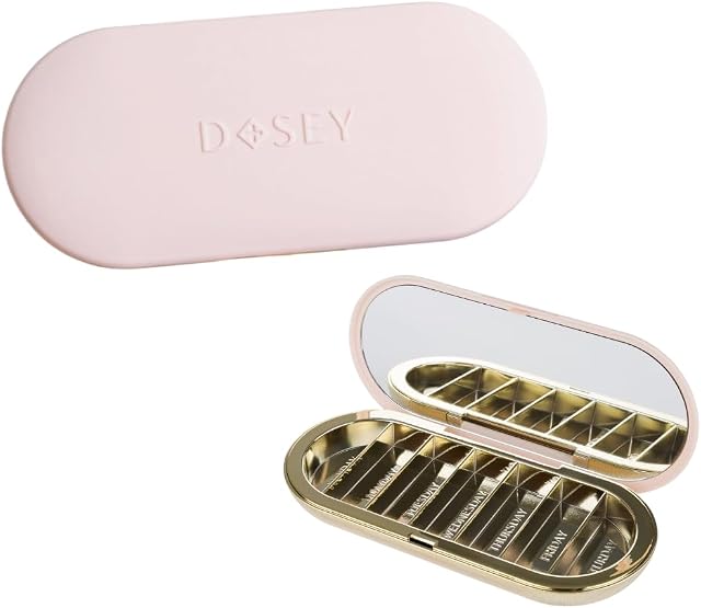 Dosey 7-Day Pill Organizer - Pill Case with 7 Pill Compartments for Medicine Storage & Protection – Stylish & Elegant Medication Organizer with Mirror