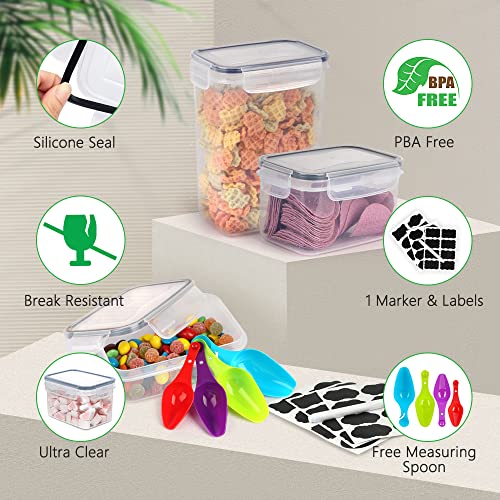 Airtight Food Storage Containers Set [25 Pack] Kitchen & Pantry Organization Containers for Dry Food, Flour & Sugar, BPA Free Plastic Cereal Container with Easy Lock Lids, Labels, Marker & Spoon Set - Thumbnail 5