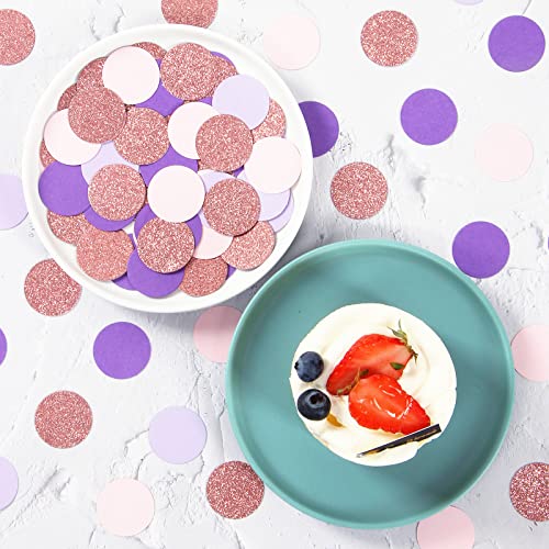 Image of Rose-Gold Pink-Purple Party Decorations Confetti - 300pcs Baby Shower Decorations for Girl Women Birthday Table Scatter,Bachelorette Wedding Engagement Decor Lasting Surprise