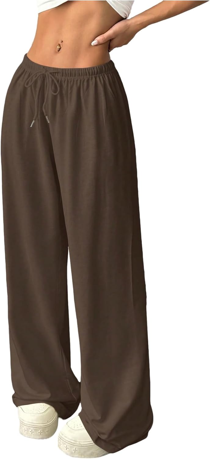 SOLY HUX Women's Baggy Sweatpants Drawstring Waist Wide Leg Loose Casual Long Pants