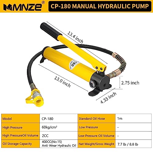 Image of 20T 13mm /0.51 inch Stroke Hydraulic Cylinder Jack Sets Mini Hydraulic Ram Jack Porta Power Kits Retract Automatically Split Hydraulic Single Acting Lifting Cylinders with CP-180 Hydraulic Hand Pump