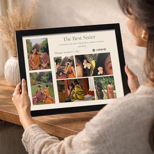 Image of Customized Photo Frame Wall Decor Spotify Gift For Sister Mother Wife Girlfriend and Friend, Personalized Women's Day and Mothers Day Photo Frame Gift For Home Living room Bedroom 23x32 cm
