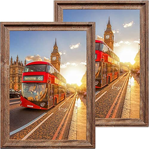 QEQRUG Vintage Brown 18x24 Rustic Poster Frames 2 Pack, Wall Hanging Decor