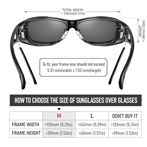 Polarized Sunglasses Fit Over Glasses, Wrap Around Sunglasses UV400 Protection for Men Women4