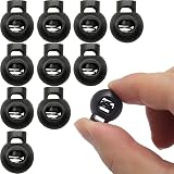 10 Stück Schwarz Kordelstopper 1 Loch, Band Klemme Jacke, Gummikordel Stopper, Schnellverschluss Schnürsenkel