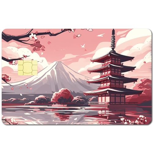 CREATCABIN Paisaje Japonés Fundas Tarjetas Crédito Flor Cerezo Tarjeta Débito Etiqueta Piel Que Cubre Anime Tarjeta Bancaria Personalizada Calcomanías Protectoras Impermeable Sin 18.6x13.7 cm