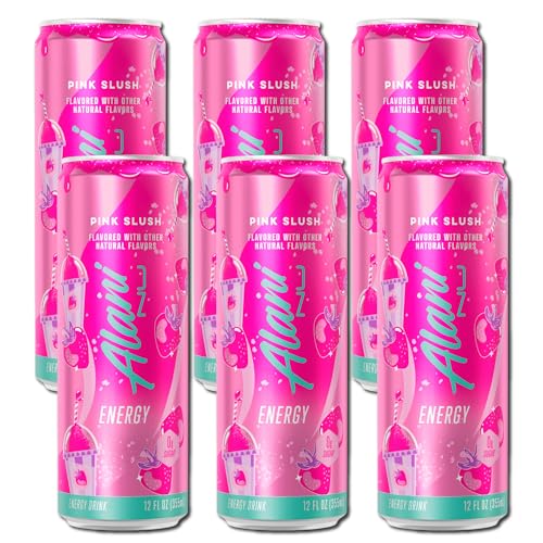 New Alani Energy Drink, Pink Slush Flavor, Sugar-Free, 12 fl oz Low-Calorie Energy Boost (Pack of 6)