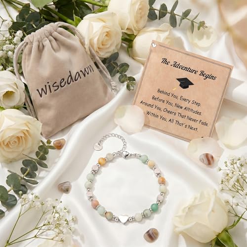 Image of Graduation & Back to School Gifts for Girls, Natural Stone Beaded Bracelet with Inspirational Quote Card, Jewelry for Daughter Granddaughter Niece Student