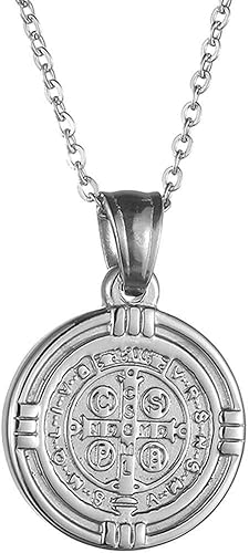 Medalla de San Benito de acero inoxidable cristiano Jesús malvado protección católica religiosa CSPB colgante collar