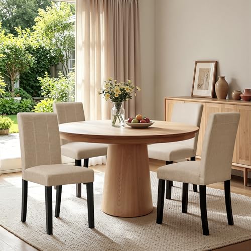 HOMYZOO Dining Chairs Set of 4, Upholstered Dining Room Chairs, Oatmeal