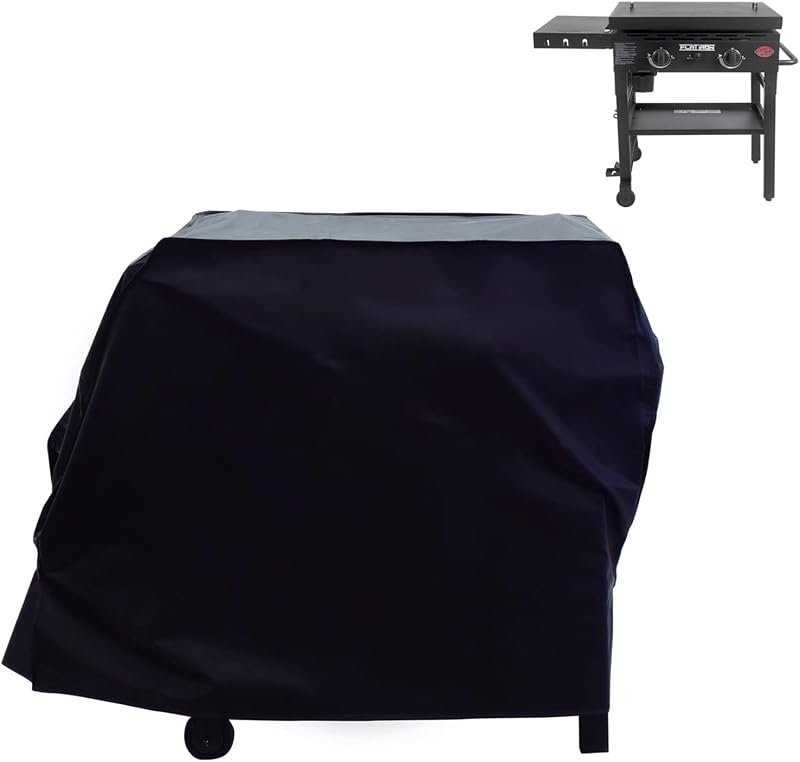 Grill Cover for Char-Griller Flat Iron 2 Burner Outdoor Gas Griddle Grill | for Char-Griller 8928/8128, Replace 8175, Velcro Straps, 45" Outdoor Heavy Duty Waterproof Cover, Outdoor BBQ Accessories