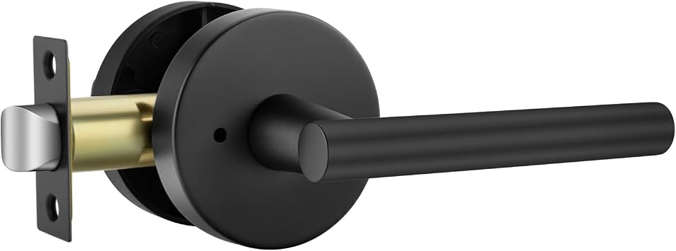 Haidms Matte Black Heavy Duty Door Handle Interior, Privacy Door Lever Handle, Bathroom Door Handles Interior, Modern Bedroom Door Handle1 Pack