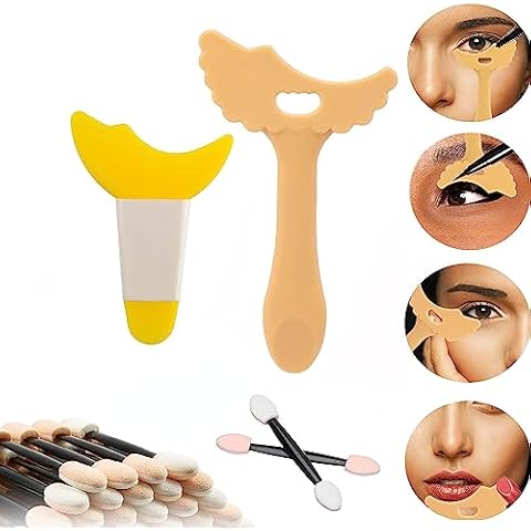 Youheat Eye Makeup Stencils Silicone Mascara Shield With 10pcs Eyeshadow Sponge Eyeliner Helper Lipstick Aid Applicator Guide Tool for Beginner Yellow Cover