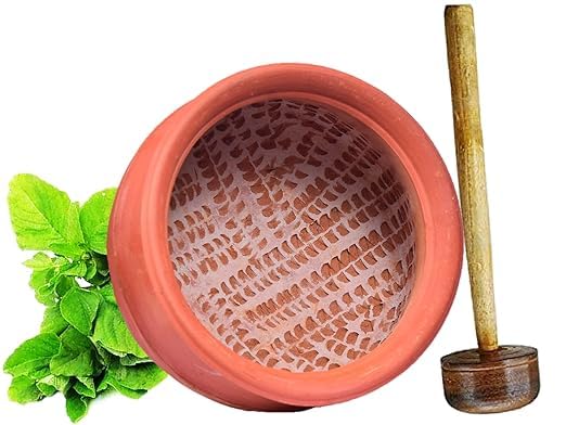 Image of Handmade Keerai Pot & Wooden Mathu Combo | Natural Earthen Pot for Village-Style Cooking | Eco-Friendly & Nutrient-Preserving Mud Pot | 2000 ML Clay Pot for Keerai Kadaiyal & Curry