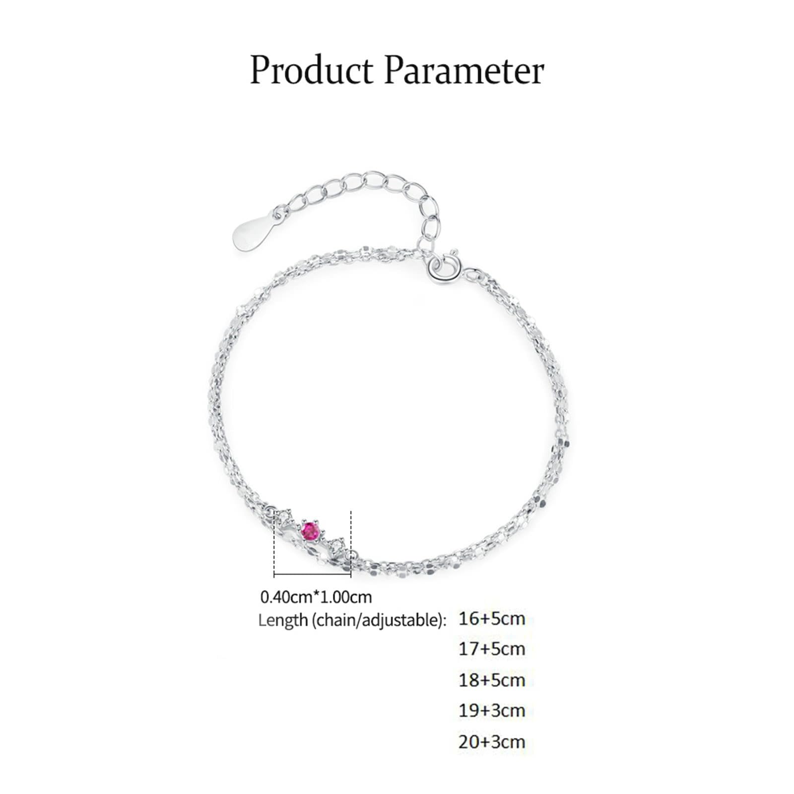 KnSam Pulsera de oro auténtico de 9 K/14 K/18 K para mujer, pulsera de eslabones de doble capa con turmalina rosa rojo, laboratorio creado en laboratorio, brazalete de diamante blanco y oro Au 375/585