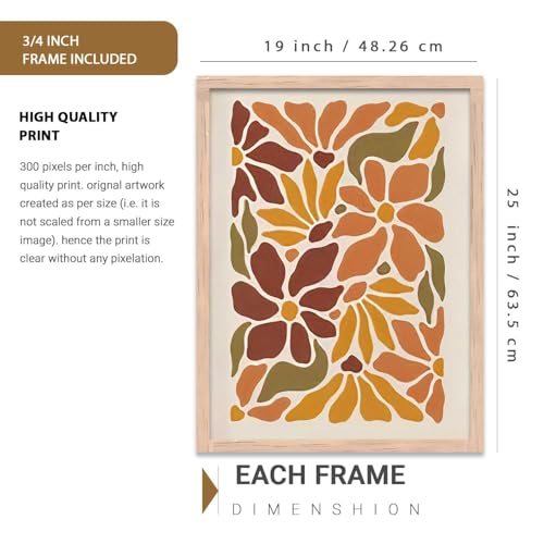 Image of kotart Boho Painting Wall Art Home Decoration Paintings With Frame For Living Room Bed Room Hotel Wall Decor Digital Reprint Set of 3 (19X25 inch)