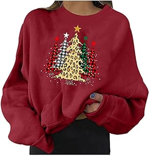 Women's Christmas Jumper Round Neck Cuddly Christmas Pullover Funky Ugly Xmas Tops Men's Fashion Christmas Sweatshirts Rudolf Print Long Sleeves Hoodie T-Shirt Blouse Shirt