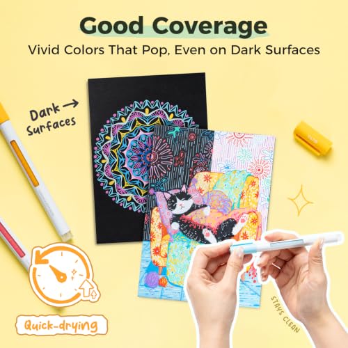 Image of Ohuhu Acrylic Gel Pens 36 Colors 0.7MM Extra Fine Rollerball Tip Colored
